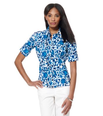 Jones New York Sport® Petites' Roll Sleeve Floral Multi Shirt