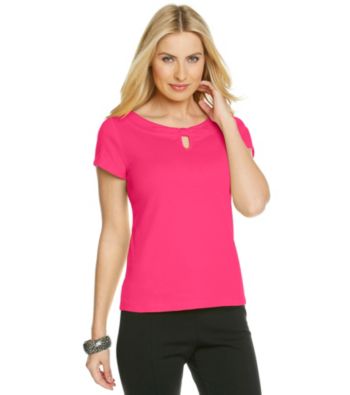 Rafaella® Petites' Keyhole Solid Tee