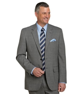 Traveler Technology™ Men's Big & Tall Grey Tattersall 2-Button Suit Jacket