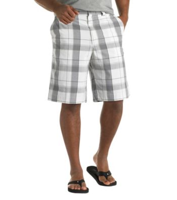 555 Turnpike Men's Big &amp; Tall White/Grey Plaid Short Men's