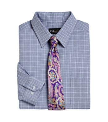 Gold Series™ Men's Big & Tall Blue Wrinkle-Free Grid Dress Shirt