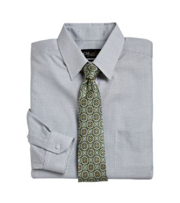 Gold Series™ Men's Big & Tall Black Wrinkle-Free Mini Check Dress Shirt