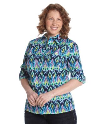 Jones New York Sport® Plus Size Roll-Sleeve Crewneck Printed Shirt