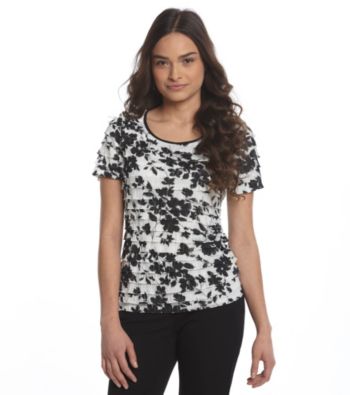 Notations® Petites' Printed Eyelash Ruffled Tops