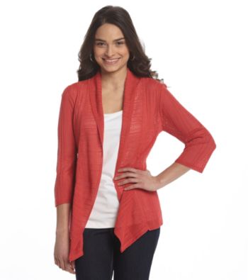 Notations® Petites' Crocheted Open Cardigan