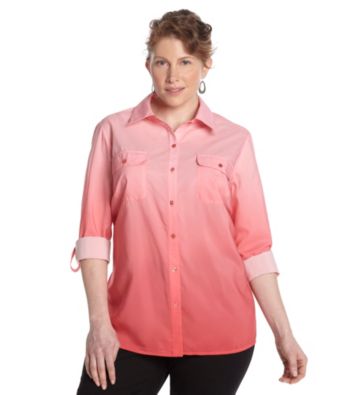 Notations® Plus Size Ombre Buttonfront Shirt