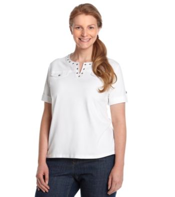 Alfred Dunner® Plus Size Grommet Trim Top