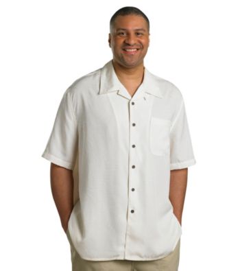 Island Outfitters® Men's Big & Tall Antique White Short Sleeve Jacquard Palm Print Woven