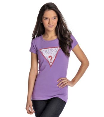 Guess Sleeve Sequin Logo Tee