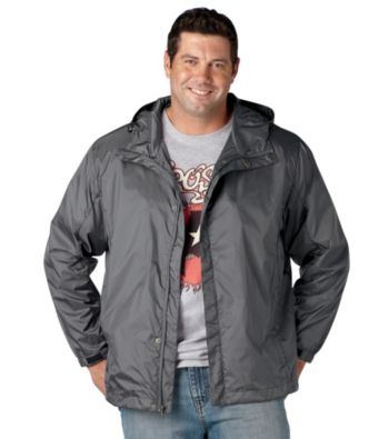 Synrgy Men's Big & Tall Grey Hooded Rain Jacket