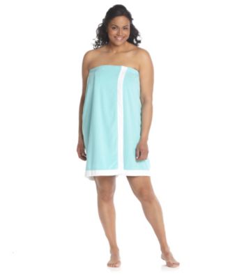 Dearfoams Plus Size Stripe Shower Wrap