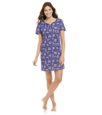 KN Karen Neuburger Knit Henley Sleepshirt - Purple Paris