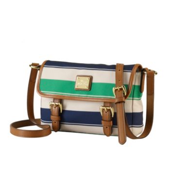 Lauren Ralph Lauren Lawn Navy Leather Trimmed Crossbody Bag
