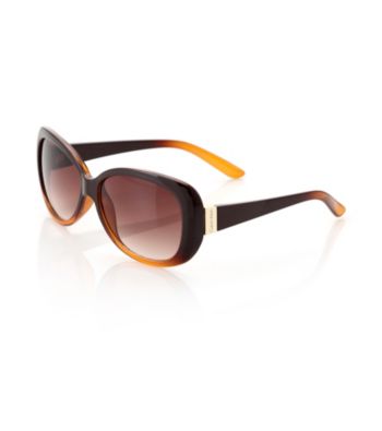 Calvin Klein Brown Amber Glow Rectangle Sunglasses