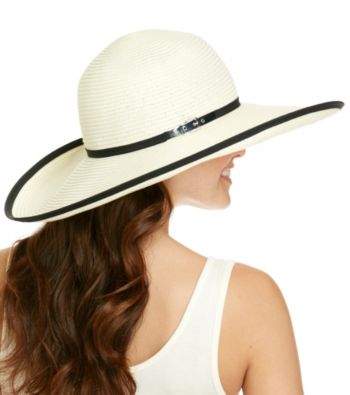 Calvin Klein Black Straw Sun Hat with Pop Color Band