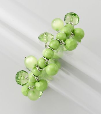Studio Works® Green/Silvertone Stretch Shaky Bracelet