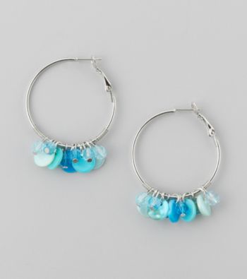 Studio Works® Blue And Silvertone Click-It Hoop Earrings