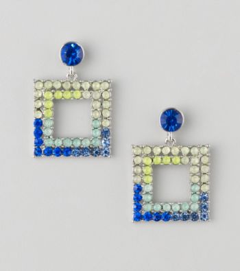 Relativity® Blue And Silvertone Faceted Square Drop Earrings