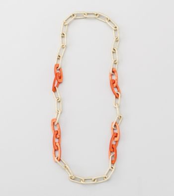 Relativity® Coral And Goldtone Textured Link and Shell Necklace