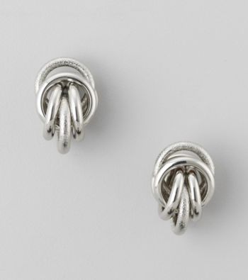 Relativity® Silvertone Textured Post Knot Button Earrings