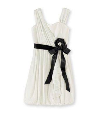 My Michelle Girls' 7-16 Ivory Sparkle Dress with Sash
