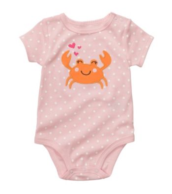 Carter's® Baby Girls' Pink Dot Crab Applique Bodysuit