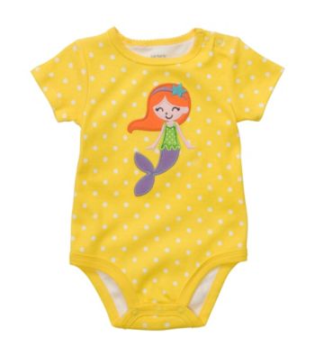Carter's® Baby Girls' Yellow Dot Mermaid Applique Bodysuit