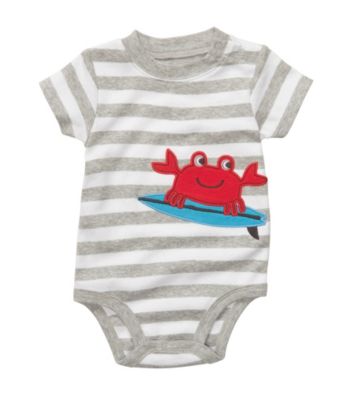 Carter's® Baby Boys' Heather Grey Striped Crab Applique Bodysuit