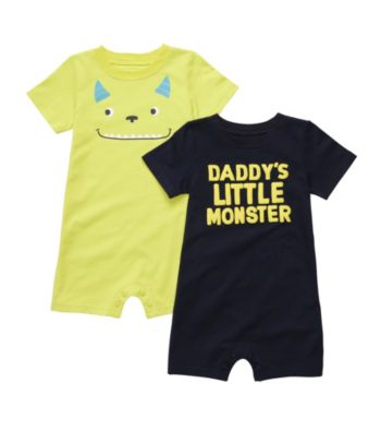 Carter's® Baby Boys' Navy/Lime 2-pk. Monster Rompers