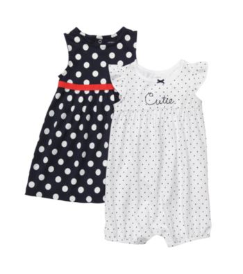 Carter's® Baby Girls' Navy 2-pk. Polka-Dot Dress and Romper