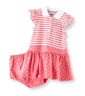 Little Me® Baby Girls' Pink Striped Anchor Polo Dress