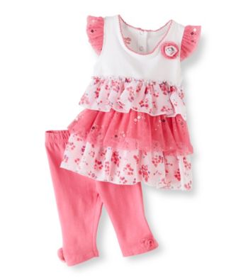 Nannette® Baby Girls' Pink 2-pc. Tiered Leggings Set
