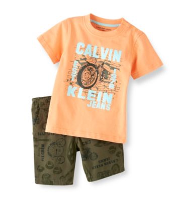Calvin Klein Baby Boys' Orange/Camo 2-pc. Shorts Set