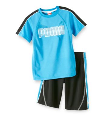 PUMA® Boys' 2T-7 Blue/Black 2-pc. Pieced Logo Shorts Set