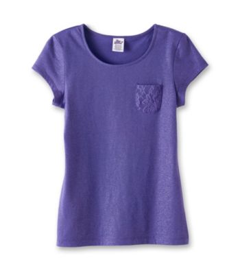 Miss Attitude Girls' 7-16 Short Sleeve Lace Pocket Tee