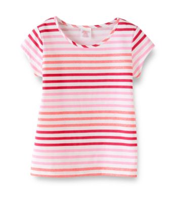 Miss Attitude Girls' 7-16 Short Sleeve Glitter Striped Tee