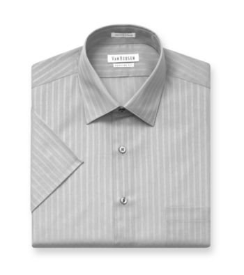 Van Heusen® Men's Grey Stripe Short Sleeve Dress Shirt