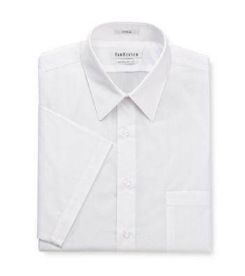 Van Heusen® Men's White Short Sleeve Solid Poplin Dress Shirt