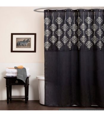 Lush Decor Isabella Black Shower Curtain