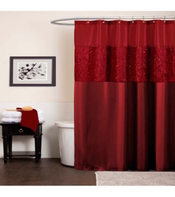 Lush Decor Maria Red Shower Curtain