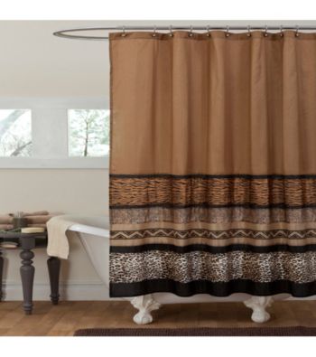 Lush Decor Tribal Dance Brown Shower Curtain
