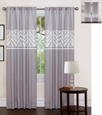 Lush Decor Evening Grace Gray and White Window Curtain