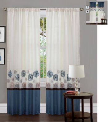 Lush Decor Tender Blossom Blue Window Curtain