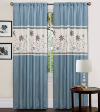 Lush Decor Monica Floral Blue Window Curtain