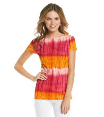 Jones New York Signature® Cap Sleeve Boatneck Tie-Dye Top