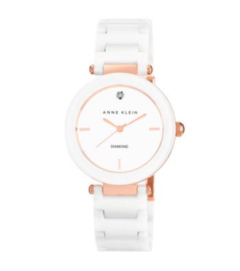Anne Klein® Women's Ceramic Bracelet Rose/White Watch