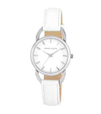 Anne Klein® Women's Leather Strap White Watch