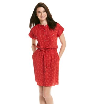Vince Camuto® Short Sleeve Henley Printed Shirt Dress