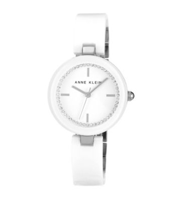 Anne Klein® Women's Ceramic Bangle White Watch