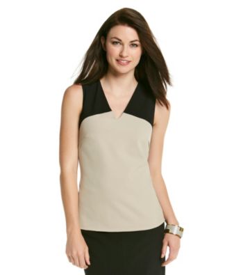 Calvin Klein Sleeveless V-Neck Colorblocked Top
